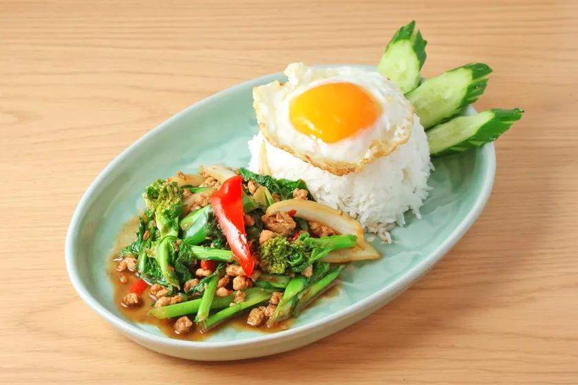 春ガパオ　菜の花と豚挽き肉のバジル炒め