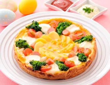 春野菜の大きなオムレツ