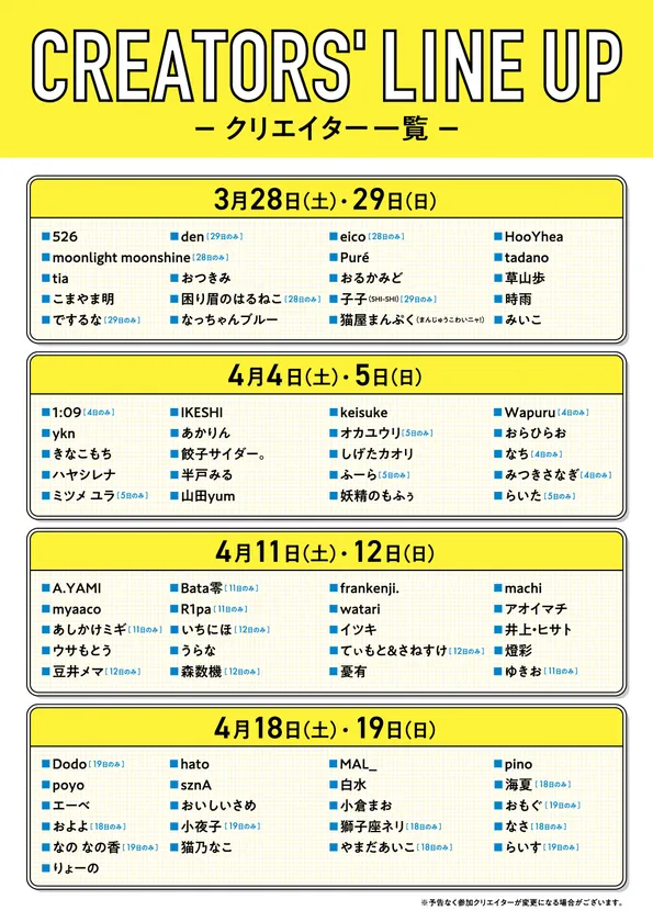 クリエイター一覧