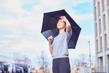 weer Lite 形状記憶 自動開閉日傘 使用イメージ(女性)