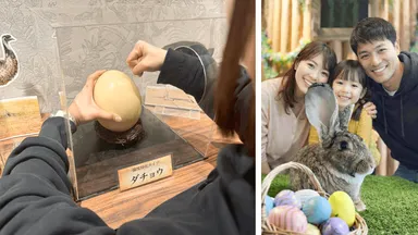 左)イースター特別企画　卵の強さを体験イベント　右)特設フォトブース(2)