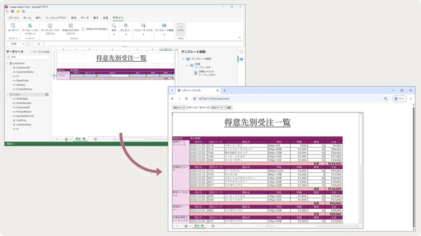 テンプレート範囲-レポートシートの各種機能を強化