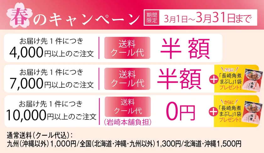 春の送料キャンペーン