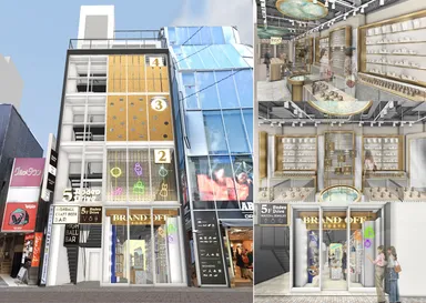 共同出店を行う「1～4F：BRAND OFF SHIBUYA」と「5F：Rodeo Drive SHIBUYA」