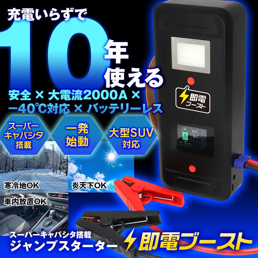 MAXWINからバッテリーレスで“充電不要”の
スーパーキャパシタを搭載した高安全ジャンプスターターが登場！