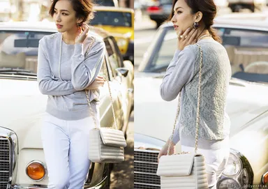 カタログ(9) 花柄バックレース付き長袖ニットプルオーバー