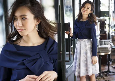 カタログ(6) りぼんモチーフ付きオフショルダー風プルオーバー