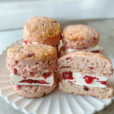 はじまりの紅茶【石垣いちごとフランボワーズのショコラバターサンドスコーン】