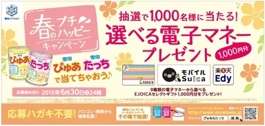 「春のプチハッピーキャンペーン　 選べる電子マネープレゼント」