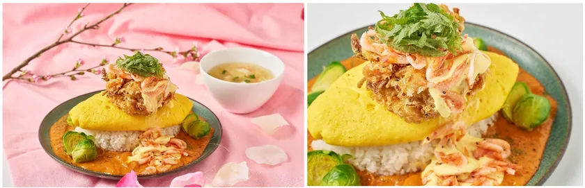 駿河湾桜えびのかき揚げと村の野菜の春色オムライス(写真はイメージです)