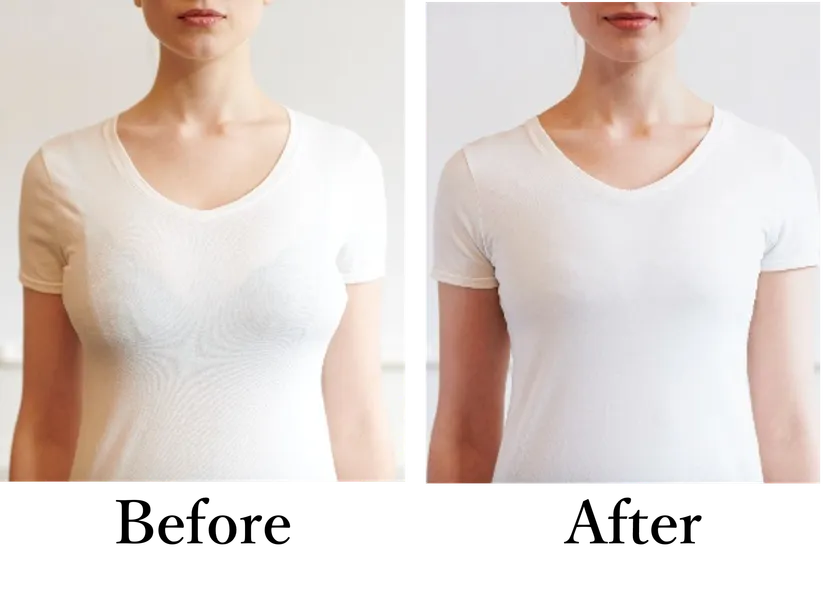 横に広がった胸もスッキリ抑えます