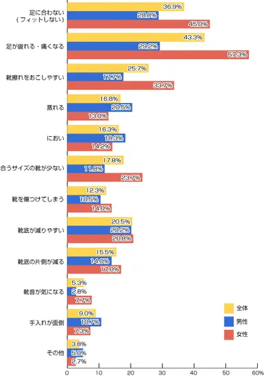 Q.1 靴について、トラブルや悩みはありますか？