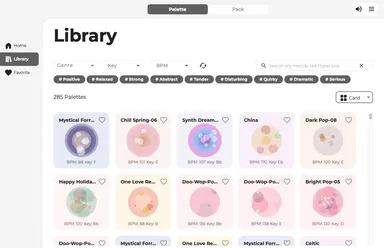 『Melody Flip』 パレット選択画面イメージ　※画面は開発中のものです