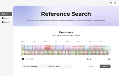 『Melody Flip』　オーディオデータ解析画面イメージ ※画面は開発中のものです