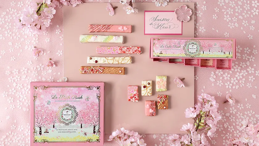 桜をデザインしたチョコレートラスクが登場