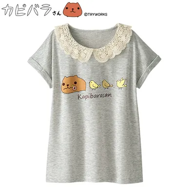 レース衿Tシャツ(カピバラさん)