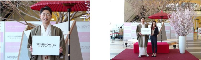 「阪急西宮ガーデンズ 春のお花見会」開催
着物に身を包んだ俳優・小泉孝太郎さんが、
桜の木の下で日本酒を嗜む