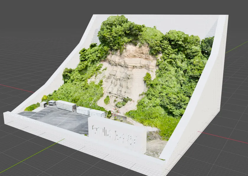 空撮データから再現した地層の3Dモデル