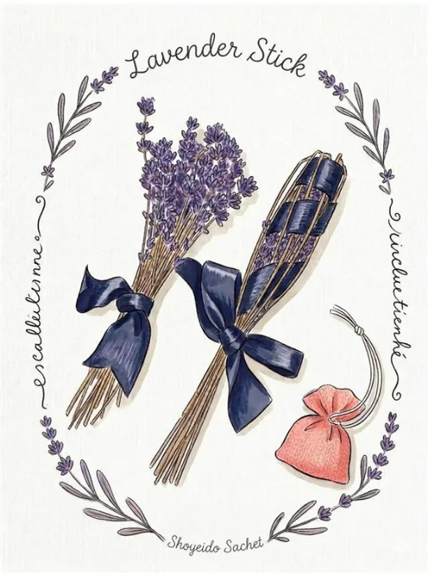 防虫 手作りのラベンダースティック&京都老舗「松栄堂」の香り袋