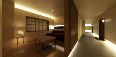 客室フロア廊下と喫煙室