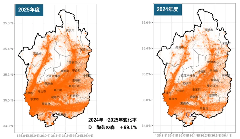 図6 滋賀県における万博来場者層の滞在ログの分布(4月13日~10月13日)