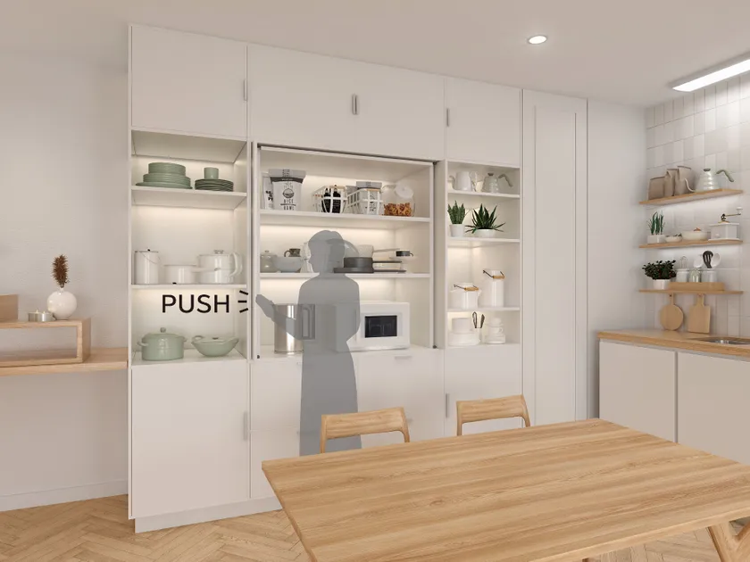 垂直収納扉金物 ALTシリーズ プッシュオープン仕様