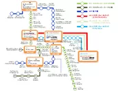 バンコクのBTS（高架鉄道）、MRT（地下鉄）、ARL（エアポートレールリンク）の路線図