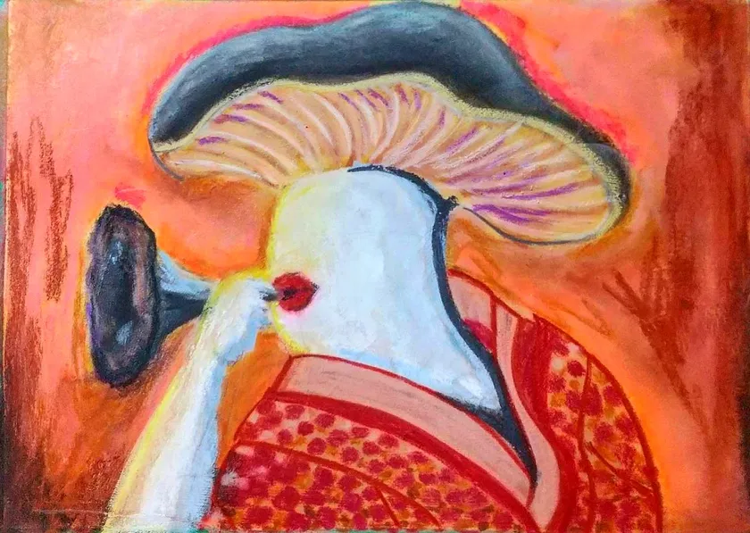 ビードロを吹くウラベニホテイシメジ