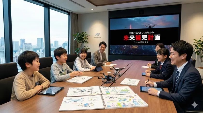 学生と企業での打ち合わせイメージ