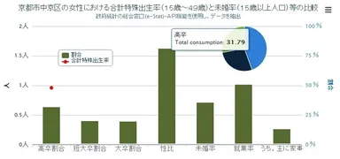 人口ピラミッドやグラフ等の多彩な表示機能1