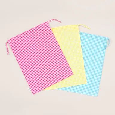 エプロン専用ギフト巾着　カラー：ピンク／イエロー／ブルー