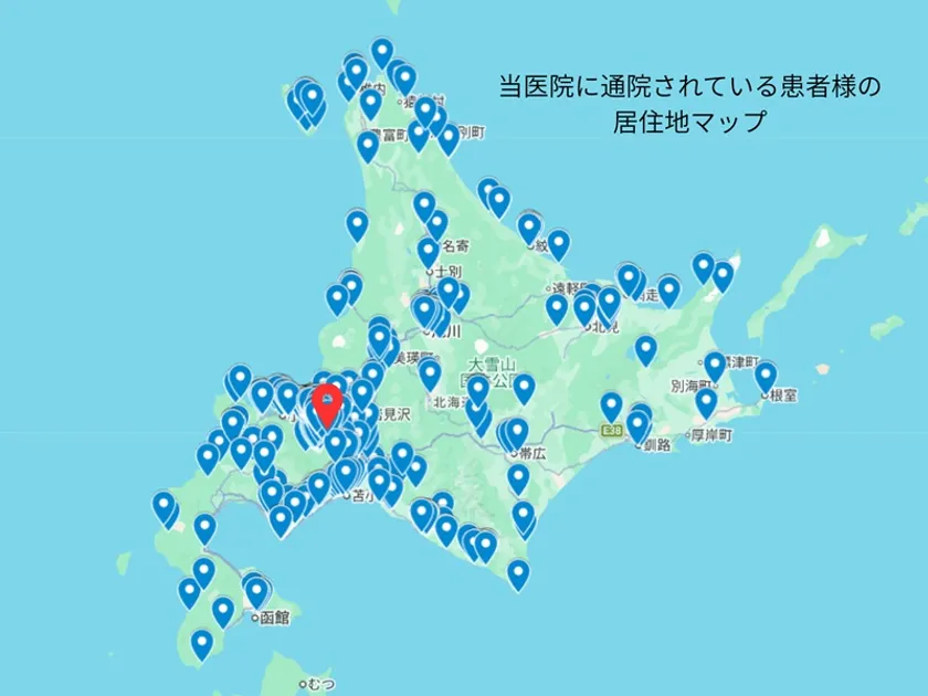 当医院に通う患者の居住地マップ