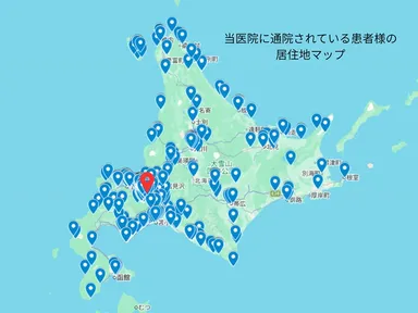 当医院に通う患者の居住地マップ