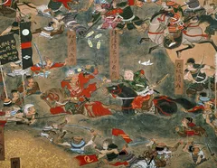 「米沢本川中島合戦図屏風」より一騎打ち部分(米沢市上杉博物館蔵)【後期】