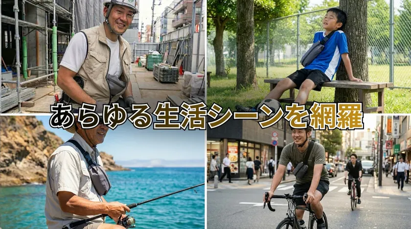 建設現場や屋外作業、配送・配達業務、スポーツ(部活動・屋外競技)、日常の外出や買い物