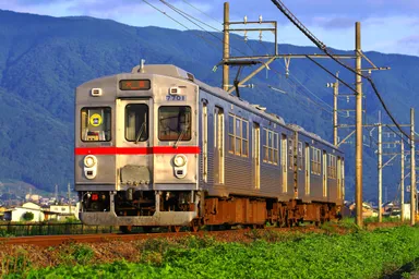 新緑を走る電車