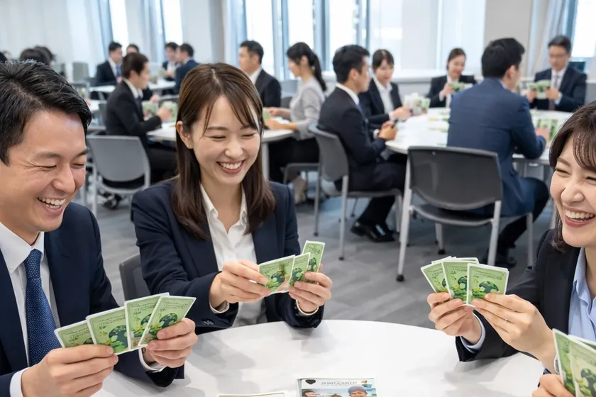 カードゲームで研修する様子