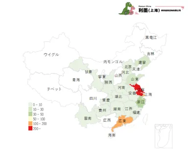 図2　中国日系電子工業の地域分布