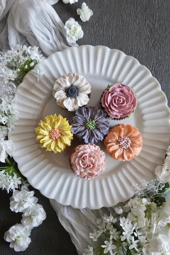 6種類のお花のカップケーキも