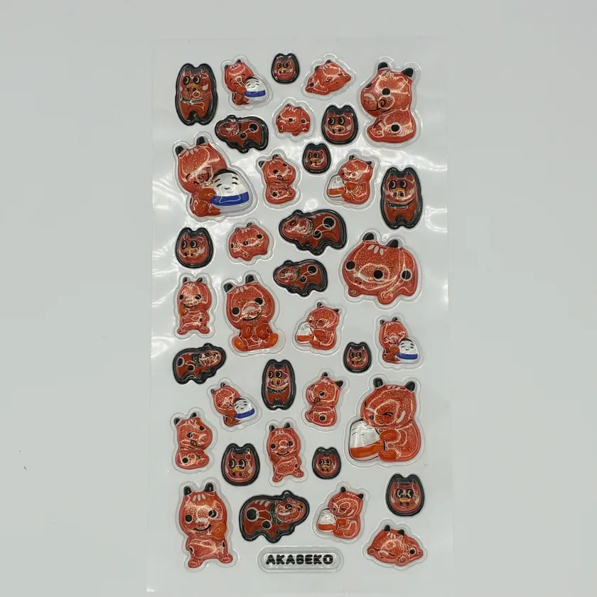 赤べこぷっくりキラキラシール全体画像