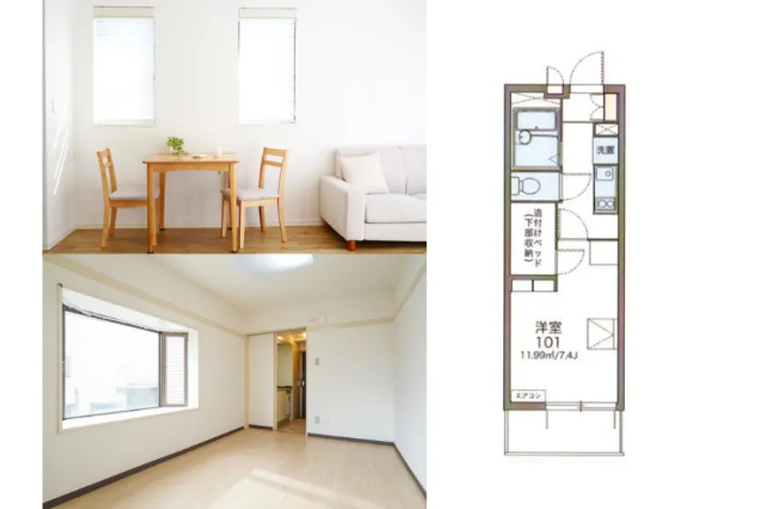 完全個室×家具家電付|ワンルームタイプから1Kタイプへ