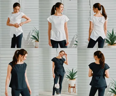 【水陸両用】【UPF50＋】レイヤードトップスセット-1