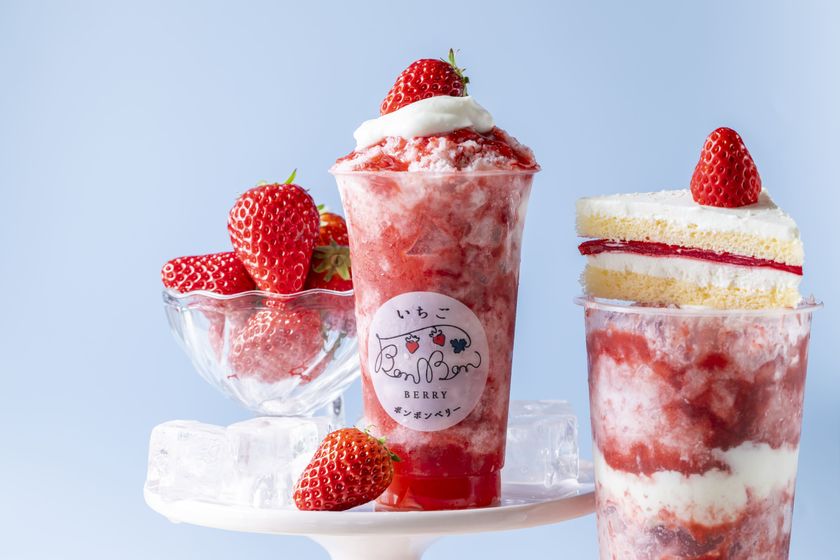 ＜いちご専門店の道の駅 いちごBonBonBERRY＞
今年もやってきた！静岡県産いちごをまるごと削った
いちご専門店がつくるかき氷、4月24日(金)から販売スタート！
静岡県産いちごと静岡抹茶フェアも同時開催で、静岡尽くしなGWを