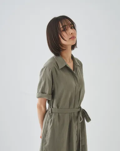 ロング丈登場ダブルガーゼワンピース