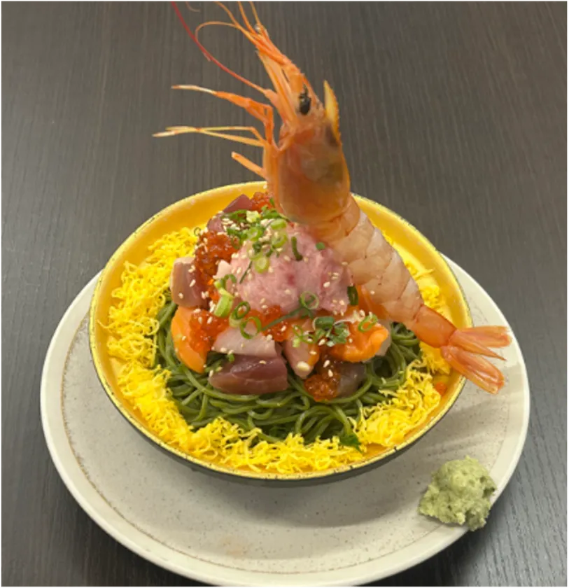 埼玉銘茶 狭山茶の海鮮頂上茶そば