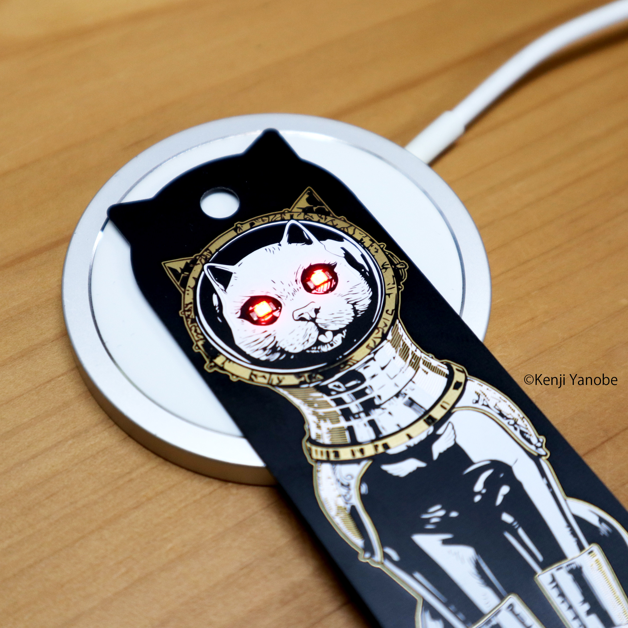 改札のタッチでLEDが光るICカードケース 基板アート「SHIP'S CAT(Muse