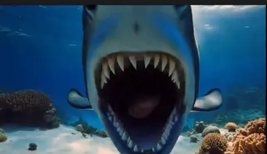 サメに食べられそうになる