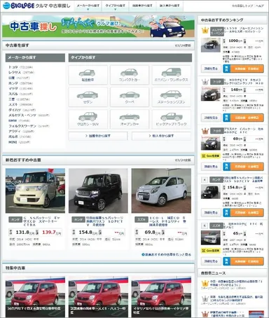 パソコン版中古車検索　トップページ(イメージ)