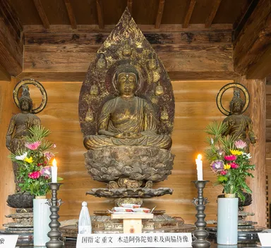 浄心寺(湯前町)の木造阿弥陀如来像・両脇侍像は国指定重要文化財。