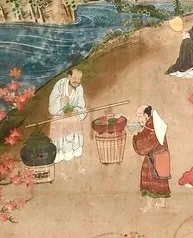 狩野秀頼「観楓図屏風」の一部分を拡大　東京国立博物館蔵